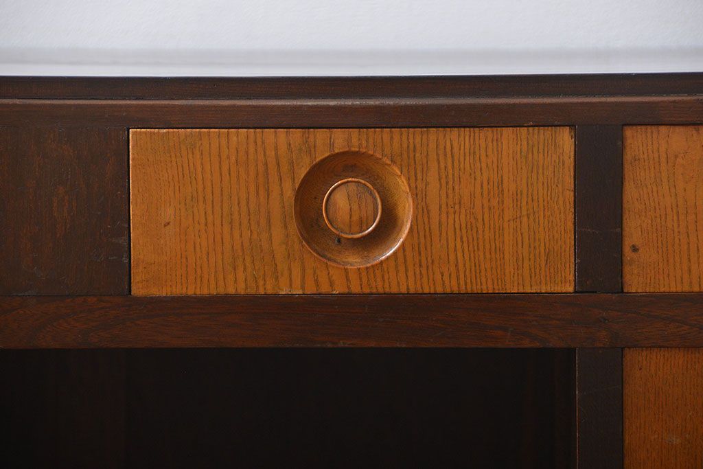 レトロ家具　昭和レトロ　ナラ材のかわいい片袖机