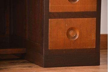 レトロ家具　昭和レトロ　ナラ材のかわいい片袖机