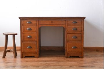 アンティーク家具　アンティーク　ナラ材!組み立て式両袖机