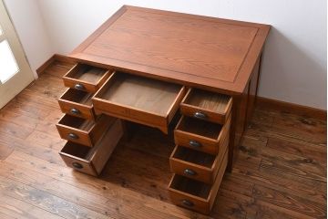 アンティーク家具　アンティーク　ナラ材!組み立て式両袖机