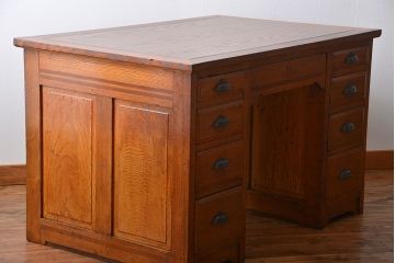 アンティーク家具　アンティーク　ナラ材!組み立て式両袖机