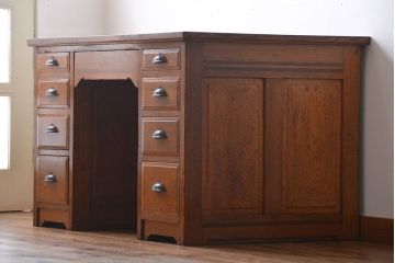 アンティーク家具　アンティーク　ナラ材!組み立て式両袖机