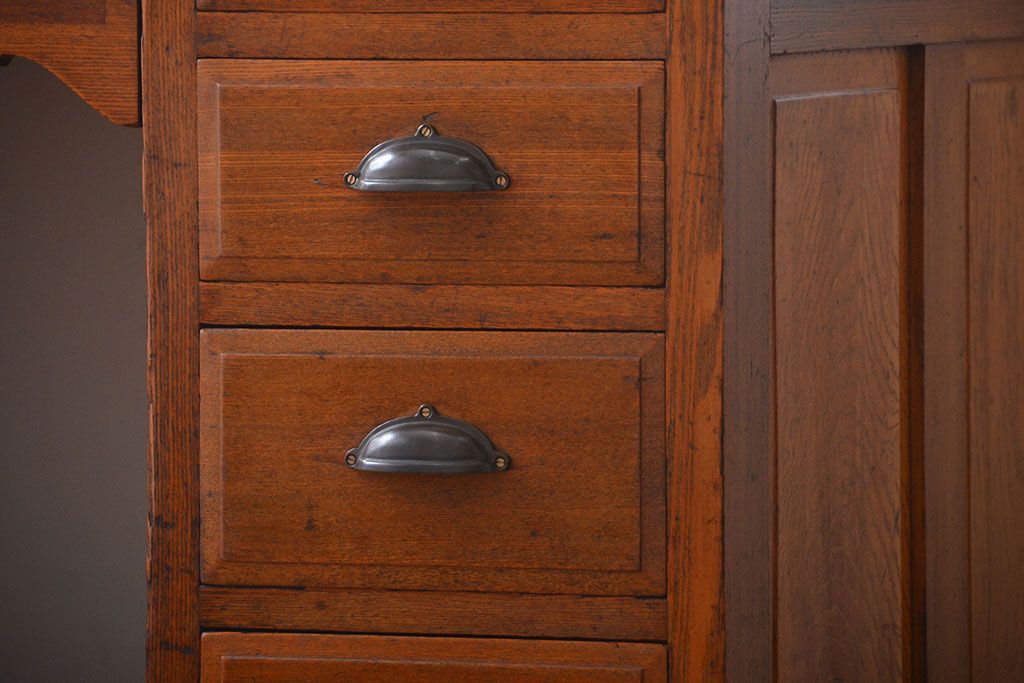 アンティーク家具　アンティーク　ナラ材!組み立て式両袖机