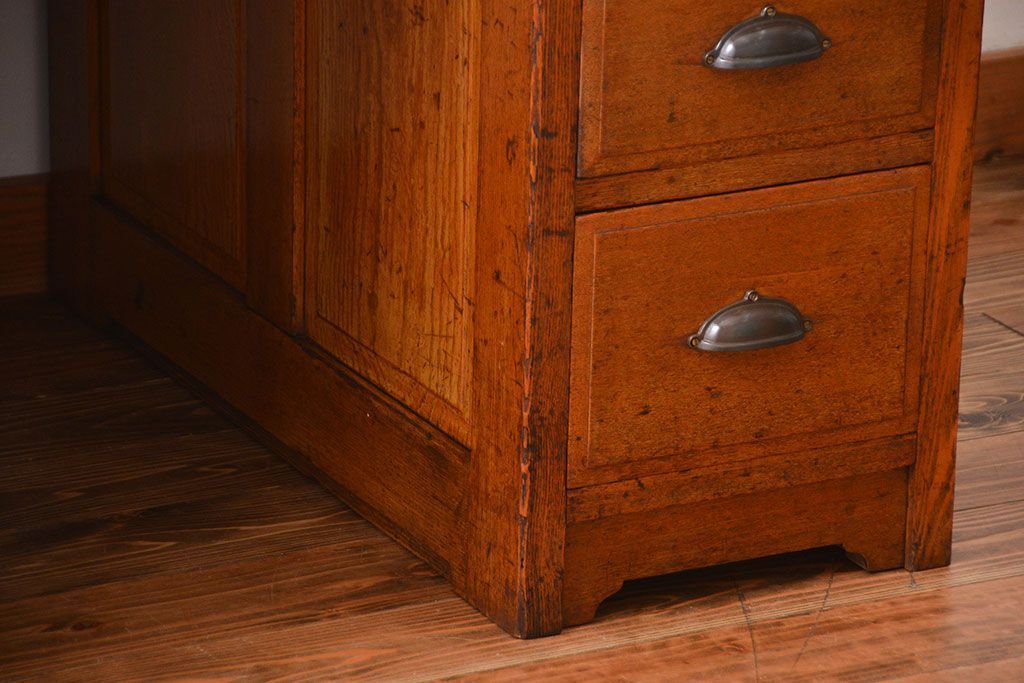 アンティーク家具　アンティーク　ナラ材!組み立て式両袖机