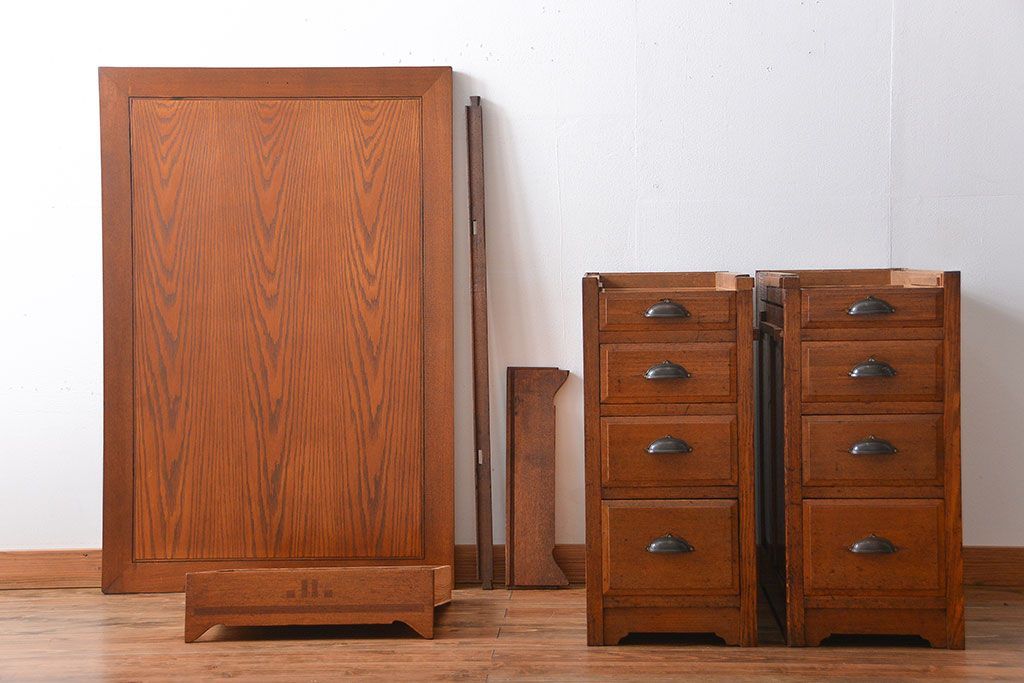 アンティーク家具　アンティーク　ナラ材!組み立て式両袖机