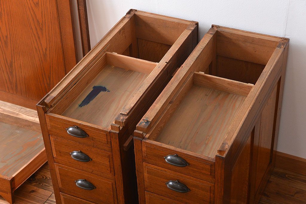 アンティーク家具　アンティーク　ナラ材!組み立て式両袖机