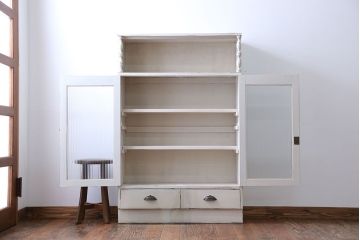 アンティーク家具　アンティークペイント　2杯引き出し付き本箱