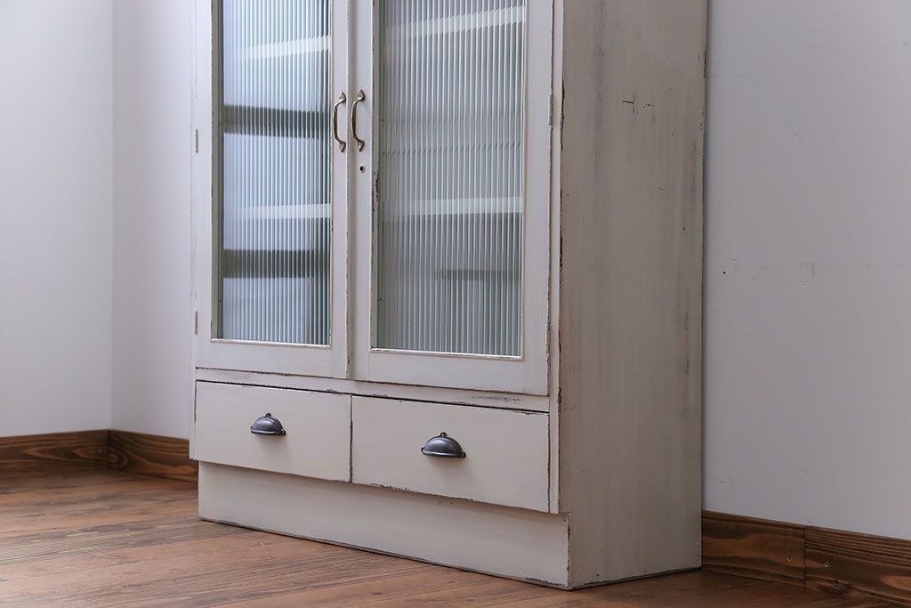 アンティーク家具　アンティークペイント　2杯引き出し付き本箱