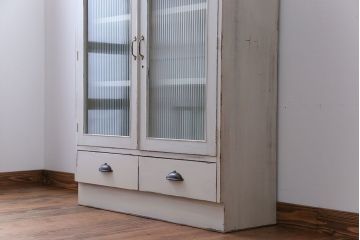 アンティーク家具　アンティークペイント　2杯引き出し付き本箱