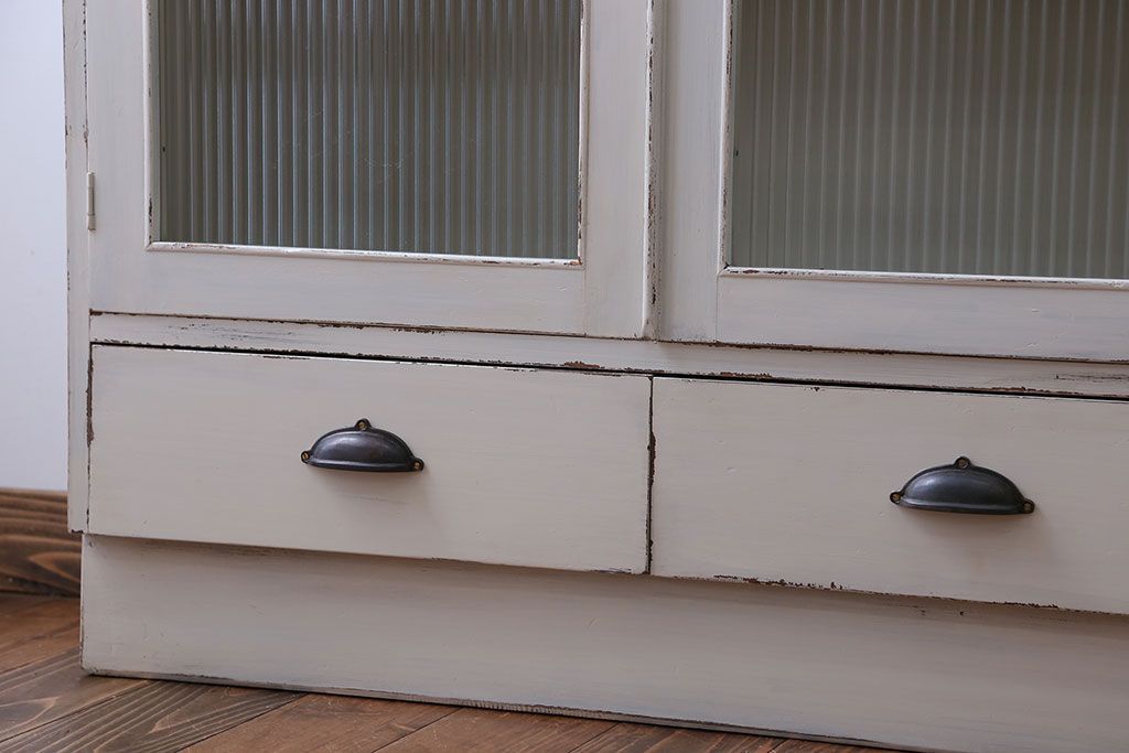 アンティーク家具　アンティークペイント　2杯引き出し付き本箱