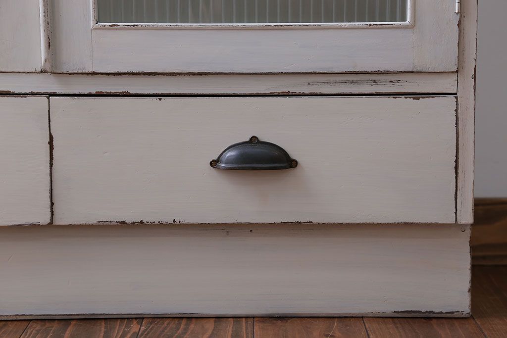 アンティーク家具　アンティークペイント　2杯引き出し付き本箱