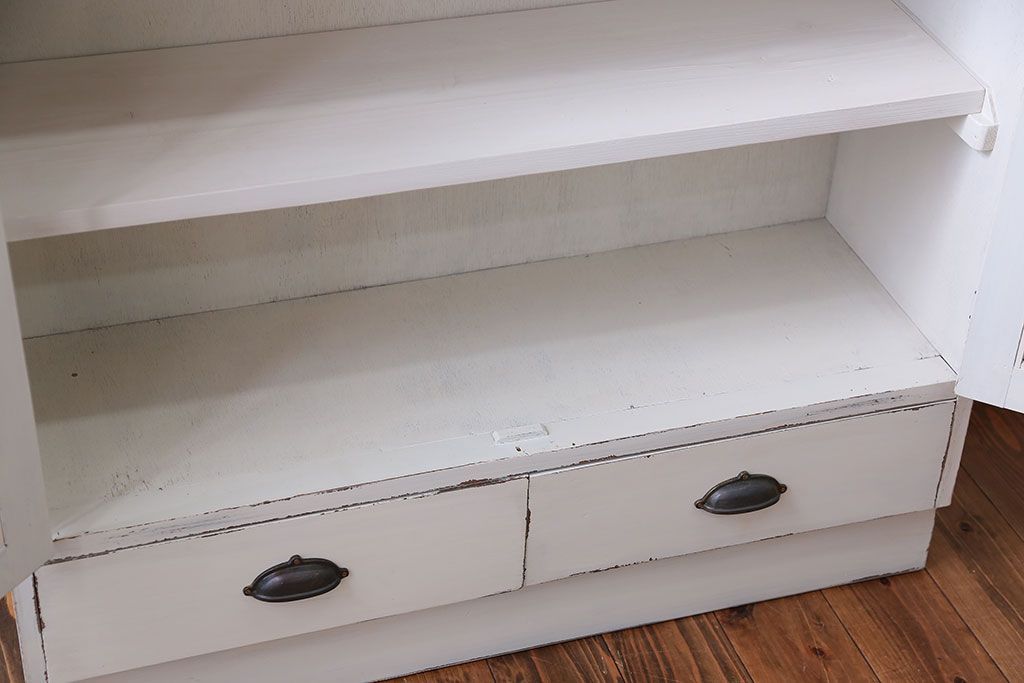 アンティーク家具　アンティークペイント　2杯引き出し付き本箱