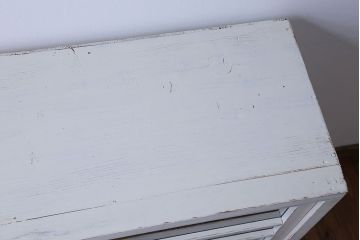 アンティーク家具　アンティークペイント　小振りなガラス戸収納棚