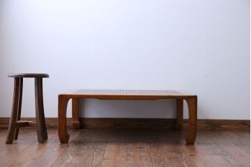 アンティーク家具　古民具・骨董　網代模様天板の座卓