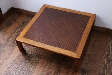 アンティーク家具　古民具・骨董　網代模様天板の座卓