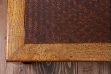 アンティーク家具　古民具・骨董　網代模様天板の座卓