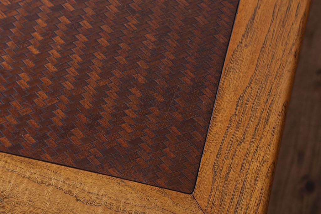 アンティーク家具　古民具・骨董　網代模様天板の座卓