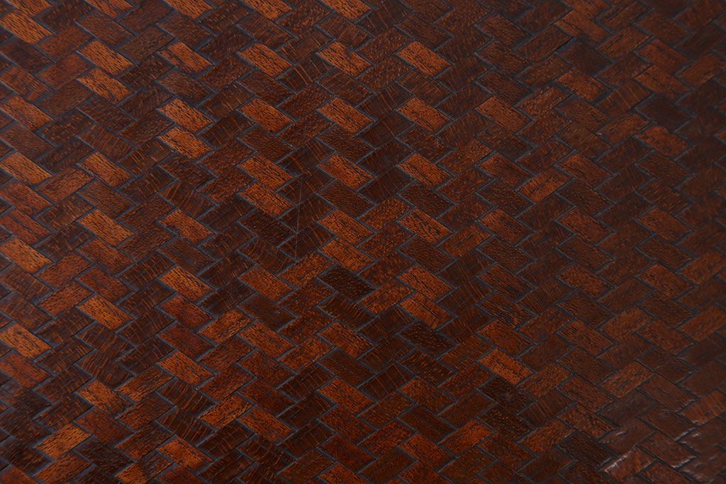 アンティーク家具　古民具・骨董　網代模様天板の座卓