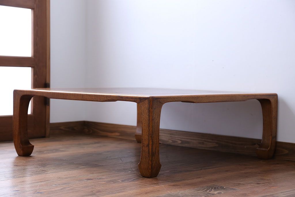 アンティーク家具　古民具・骨董　網代模様天板の座卓