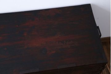 アンティーク家具　脚付き　観音開き時代箪笥ローボード(2)