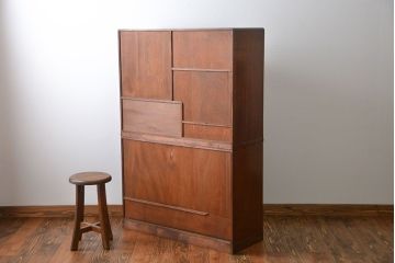レトロ家具　昭和レトロ　前面桑張りの茶箪笥