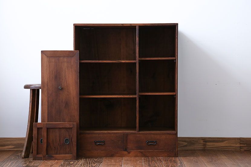 アンティーク家具　大正ロマン　古い木の戸棚