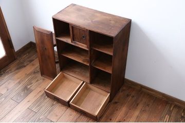 アンティーク家具　大正ロマン　古い木の戸棚