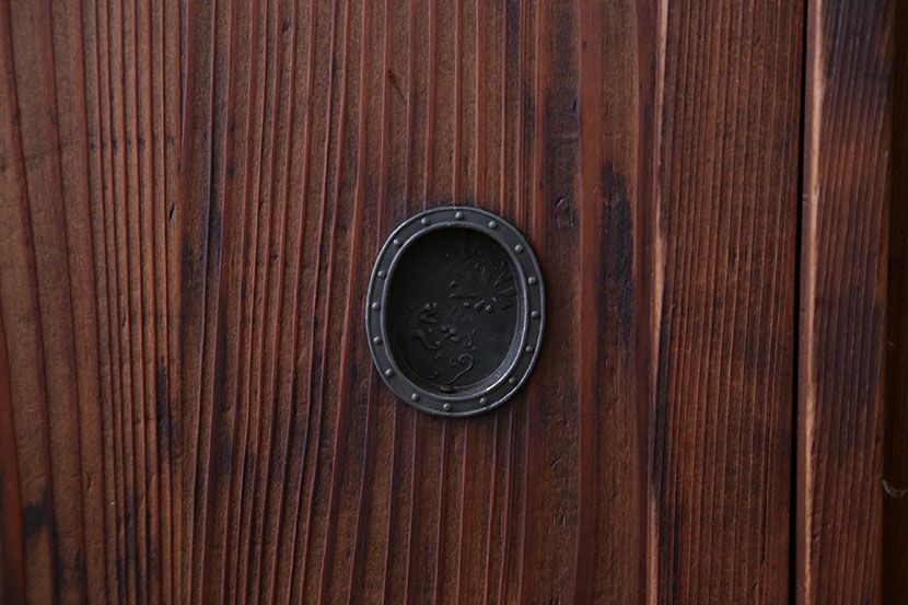 アンティーク家具　大正ロマン　古い木の戸棚