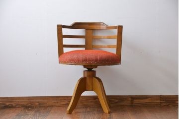 アンティーク家具　アンティーク　ナラ材の回転椅子