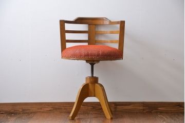 アンティーク家具　アンティーク　ナラ材の回転椅子