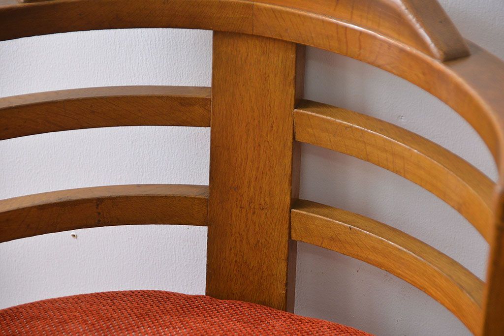 アンティーク家具　アンティーク　ナラ材の回転椅子