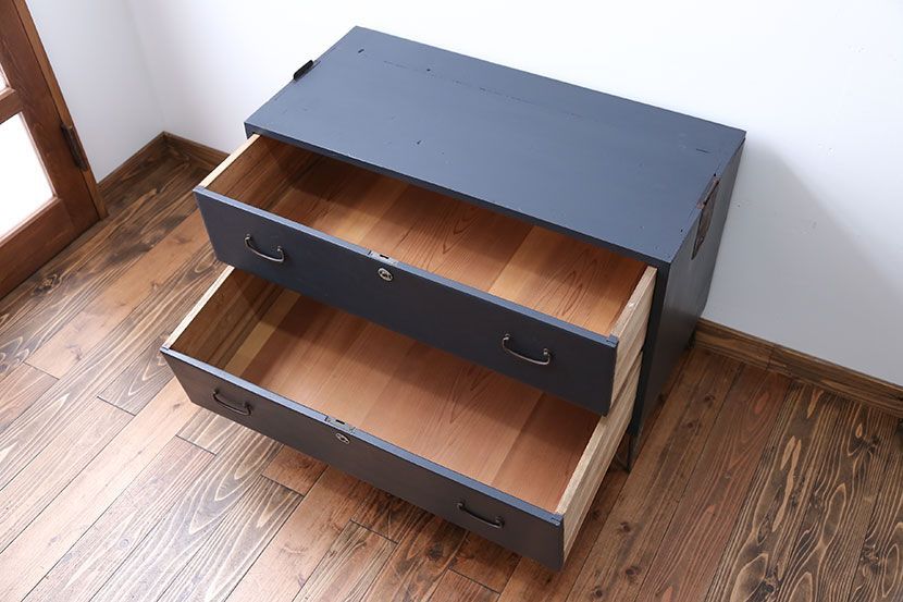 アンティーク家具　アンティーク　ペイント鉄脚ローチェスト(1)