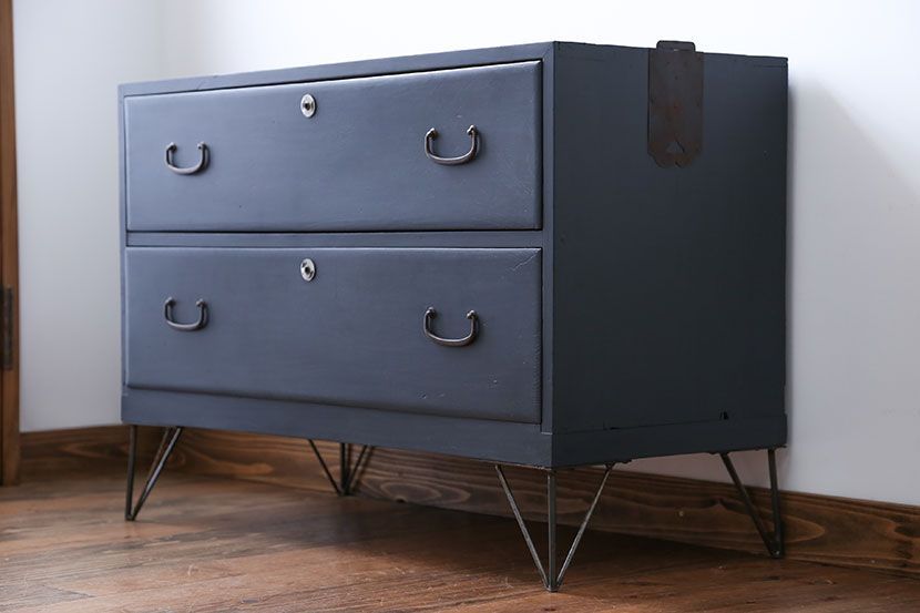 アンティーク家具　アンティーク　ペイント鉄脚ローチェスト(1)