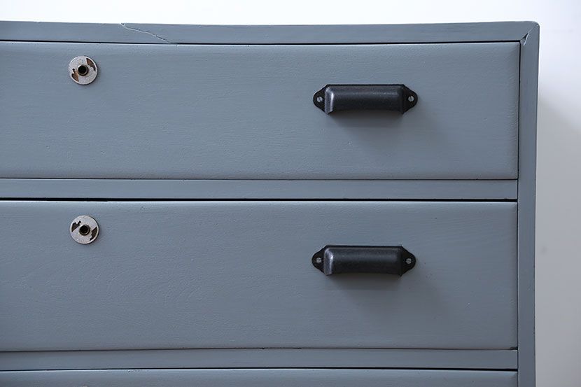 アンティーク家具　アンティーク　ペイント鉄脚ローチェスト(2)