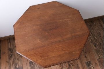 アンティーク家具　イギリスアンティーク　キャスター付きオクタゴンテーブル