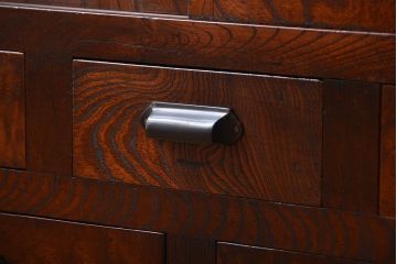 アンティーク家具　アンティーク　前面欅材　グルーチップガラス食器棚