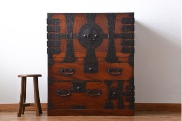 アンティーク家具　古民具・骨董　前面欅材　観音開き時代箪笥