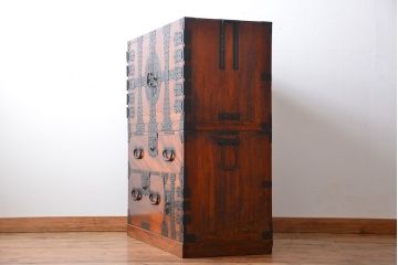 アンティーク家具　古民具・骨董　前面欅材　観音開き時代箪笥