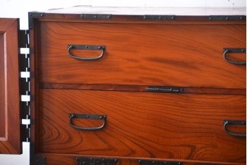 アンティーク家具　古民具・骨董　前面欅材　観音開き時代箪笥