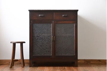 アンティーク家具　アンティーク　前面ナラ材!脚付き収納棚