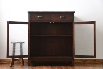 アンティーク家具　アンティーク　前面ナラ材!脚付き収納棚