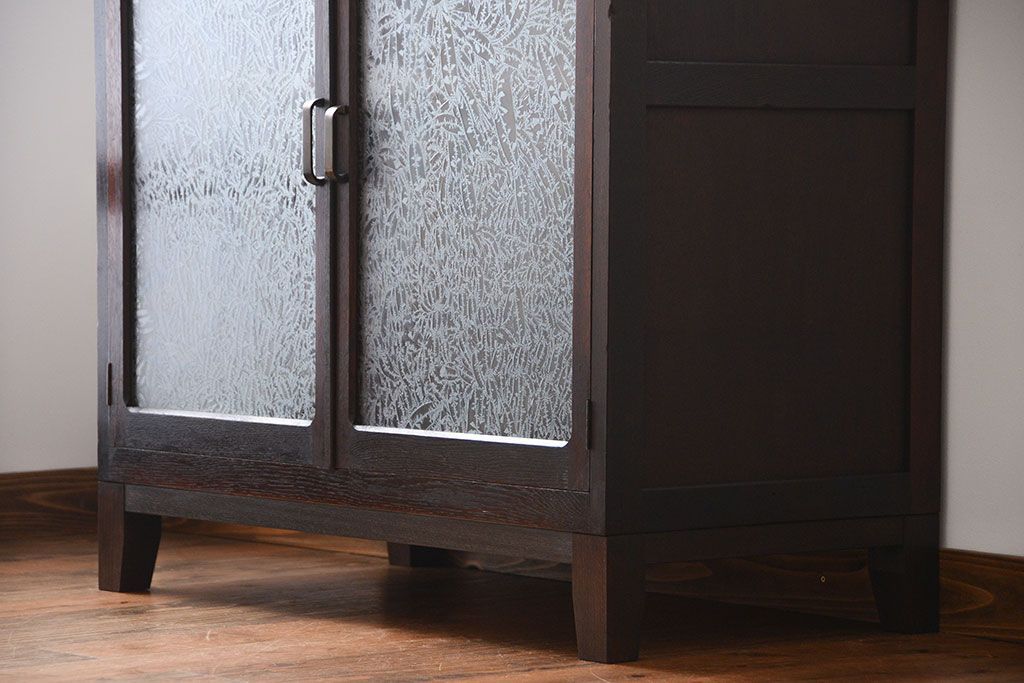 アンティーク家具　アンティーク　前面ナラ材!脚付き収納棚