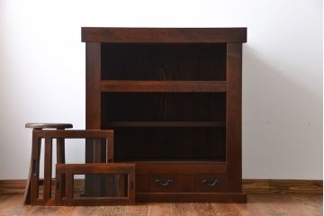 アンティーク家具　古民具・骨董　ガラス戸三尺水屋箪笥サイドボード