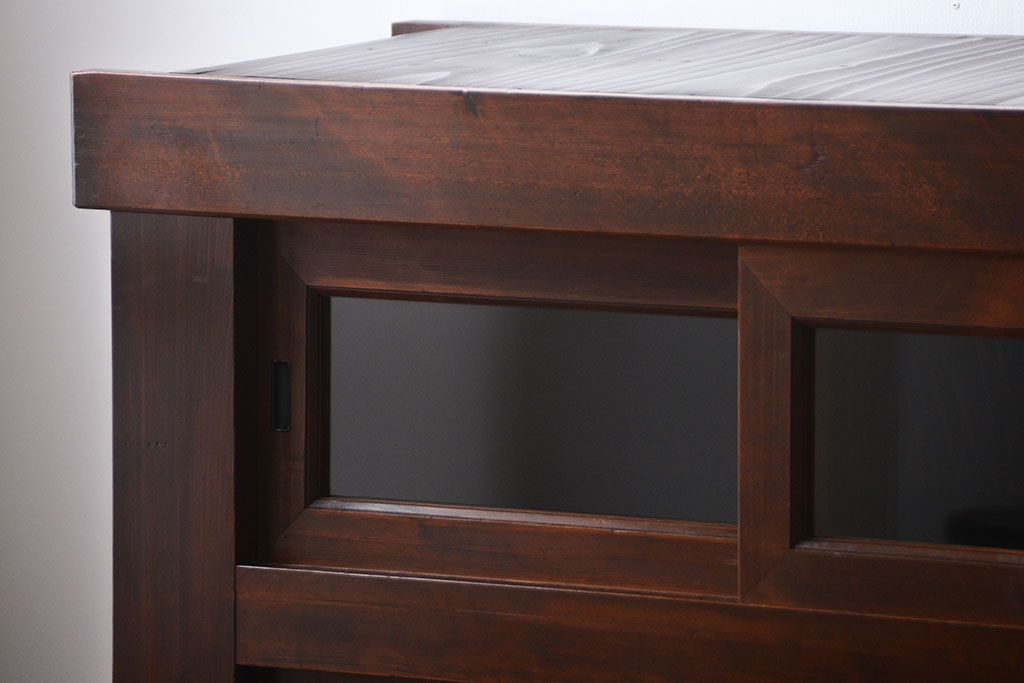 アンティーク家具　古民具・骨董　ガラス戸三尺水屋箪笥サイドボード