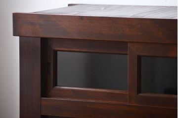 アンティーク家具　古民具・骨董　ガラス戸三尺水屋箪笥サイドボード