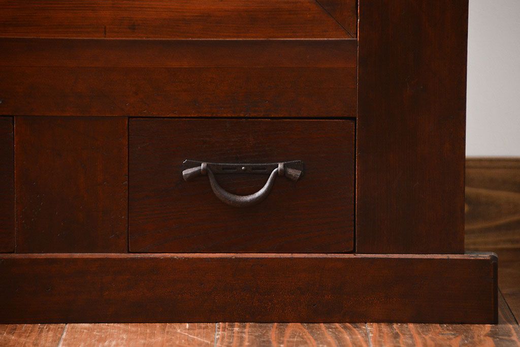 アンティーク家具　古民具・骨董　ガラス戸三尺水屋箪笥サイドボード