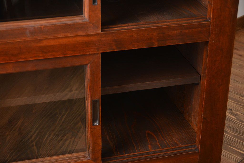 アンティーク家具　古民具・骨董　ガラス戸三尺水屋箪笥サイドボード