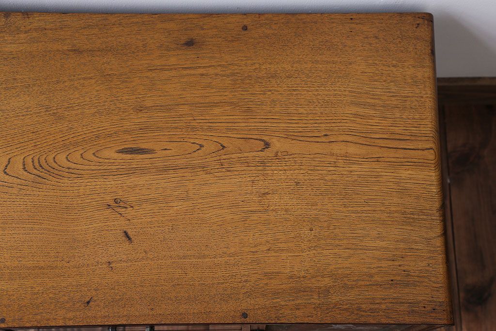 レトロ家具　昭和レトロ　牡丹の戸棚付き文机