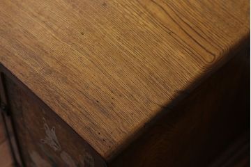 レトロ家具　昭和レトロ　牡丹の戸棚付き文机