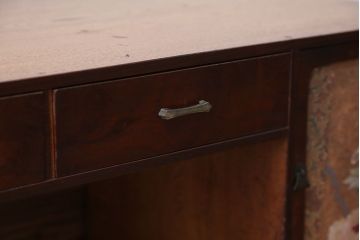 レトロ家具　昭和レトロ　牡丹の戸棚付き文机